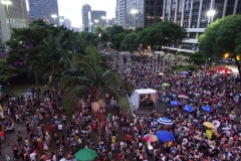 Carnival in Sao Paulo - everyone getting ready for a park concert